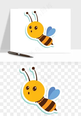 卡通蜜蜂采蜜png免抠