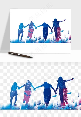 毕业季同学青春人物剪影png免抠