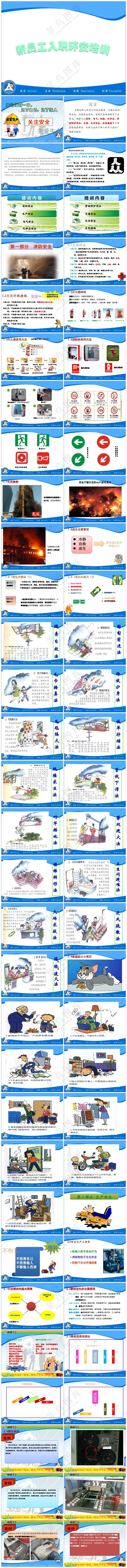 篮色职场风工厂新员工安全培训资料