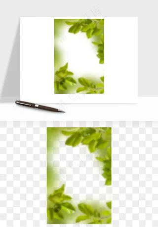 绿叶虚化前景树枝png免抠