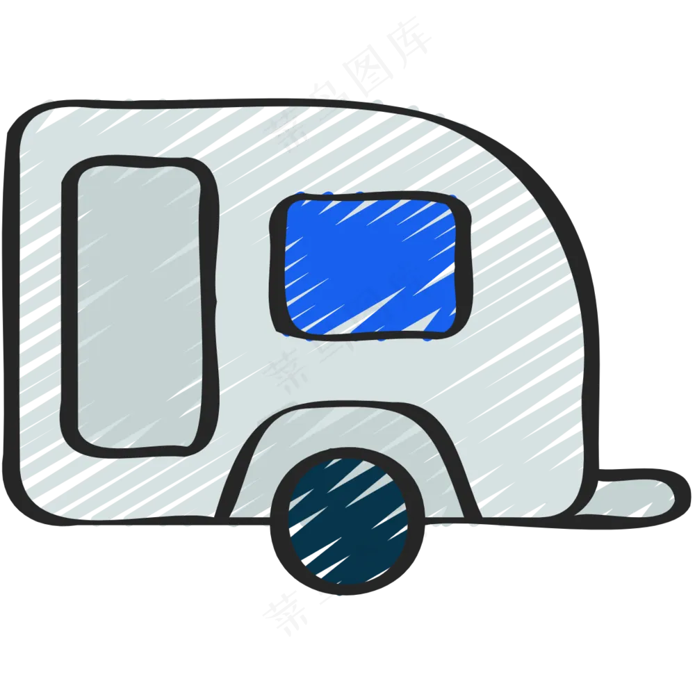 露营车 铅笔手绘图标icon