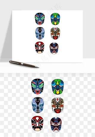 手绘戏剧脸谱卡通面具png免抠