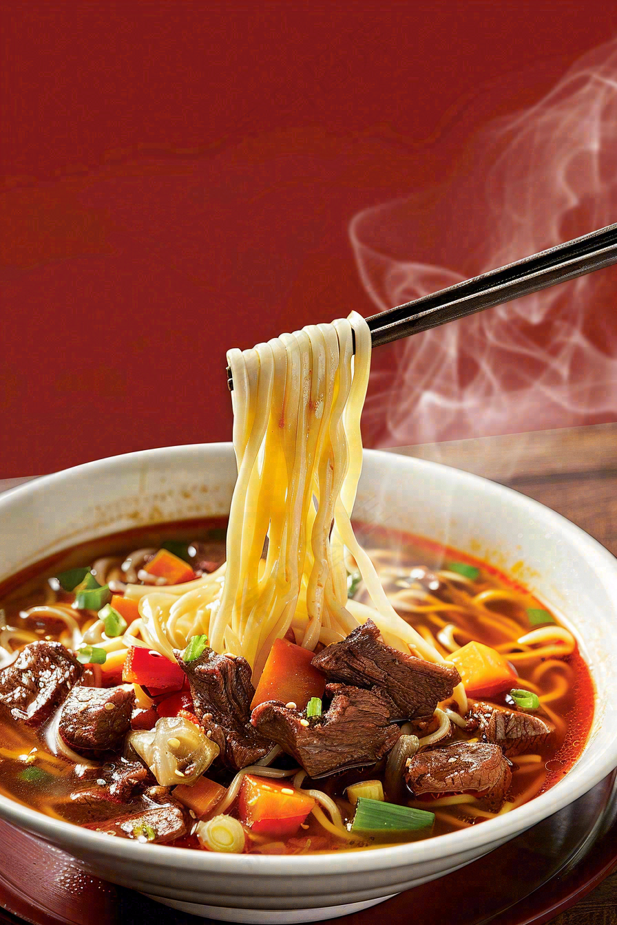 中餐食物美食牛肉面摄影图背景