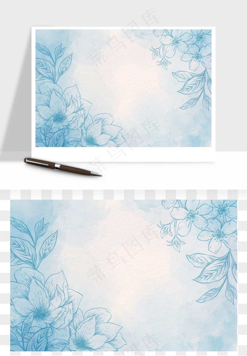 水彩花卉手绘矢量背景