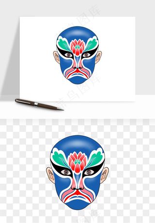 手绘戏剧脸谱卡通面具png免抠
