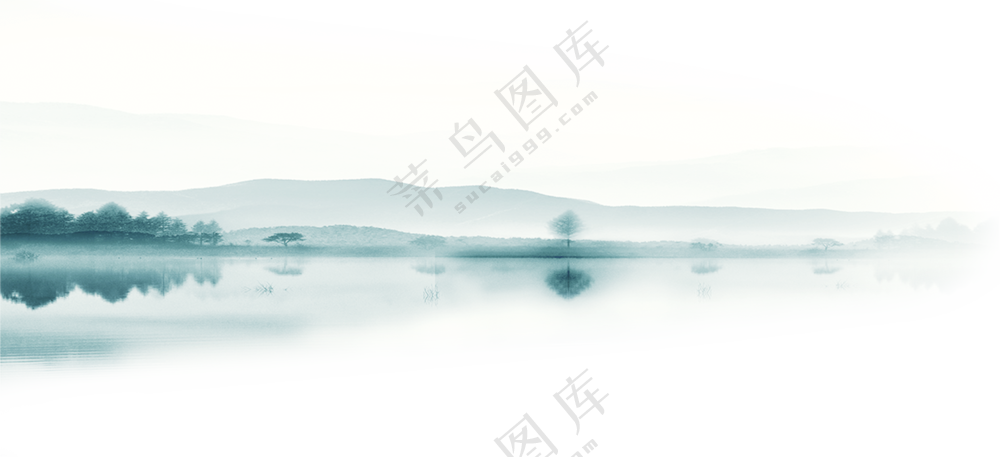 湖光山色与茂密的树木风景免抠图片