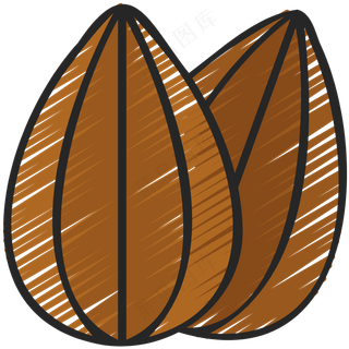 杏仁 almonds 绿色健康食品 铅笔手绘图标icon