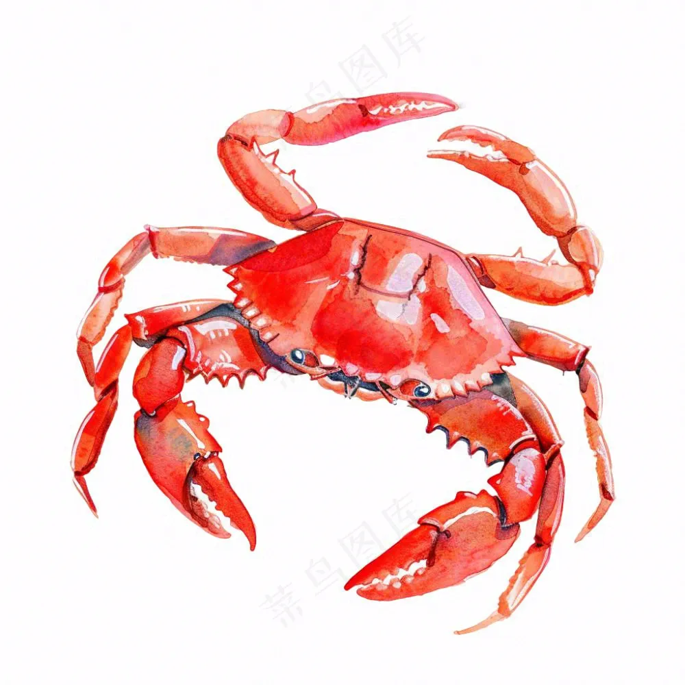 螃蟹海洋动物卡通插画免抠
