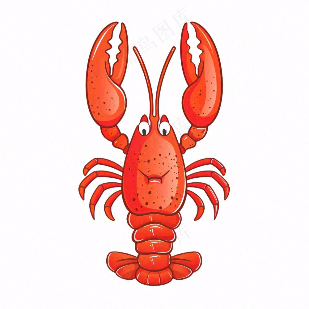 大龙虾海洋海鲜卡通插画免抠