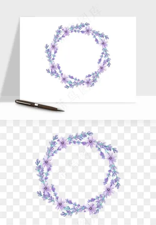 手绘花环边框浪漫png免抠