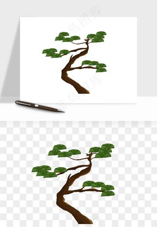 国潮松树松枝松叶png免抠