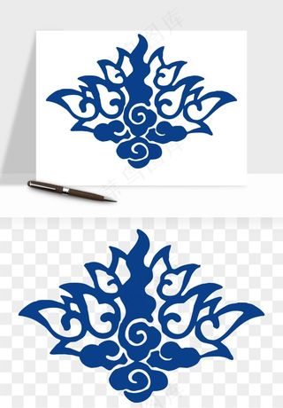青花瓷花纹花卉图案png免抠