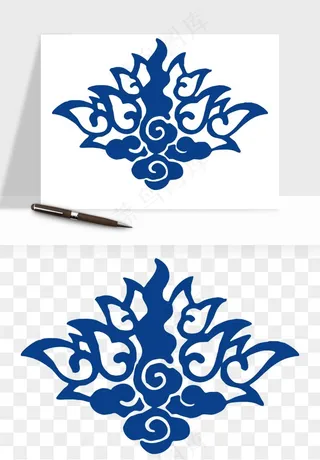 青花瓷花纹花卉图案png免抠