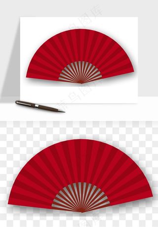 古风扇子元素png免抠