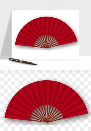 古风扇子元素png免抠
