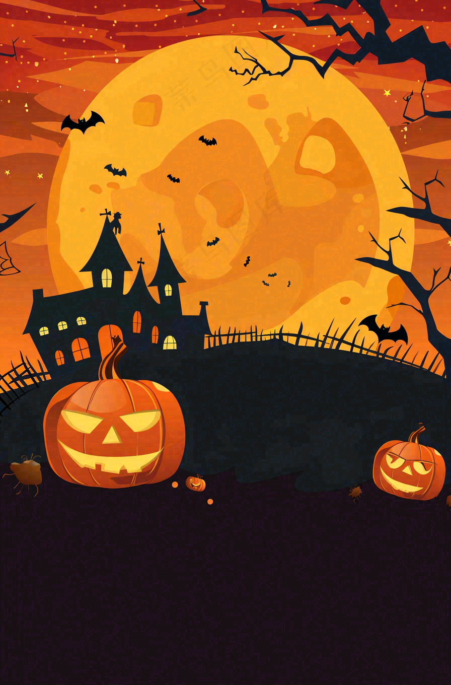 万圣节南瓜灯捣蛋恐怖背景