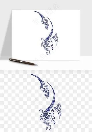 青花瓷花纹花卉图案png免抠