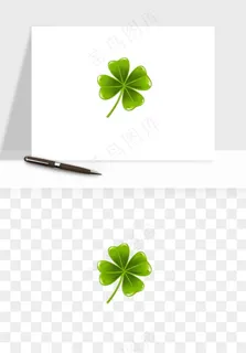 手绘四叶草幸运植物png免抠