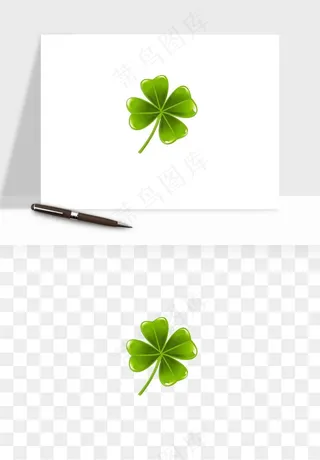 手绘四叶草幸运植物png免抠