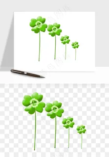 手绘四叶草幸运植物png免抠