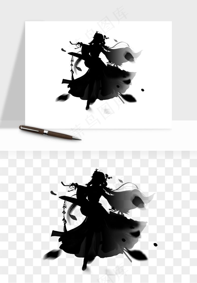水墨江湖侠客武侠剪影png免抠