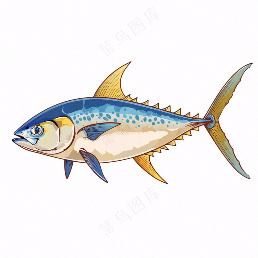 海洋鱼类海鲜卡通插画免抠