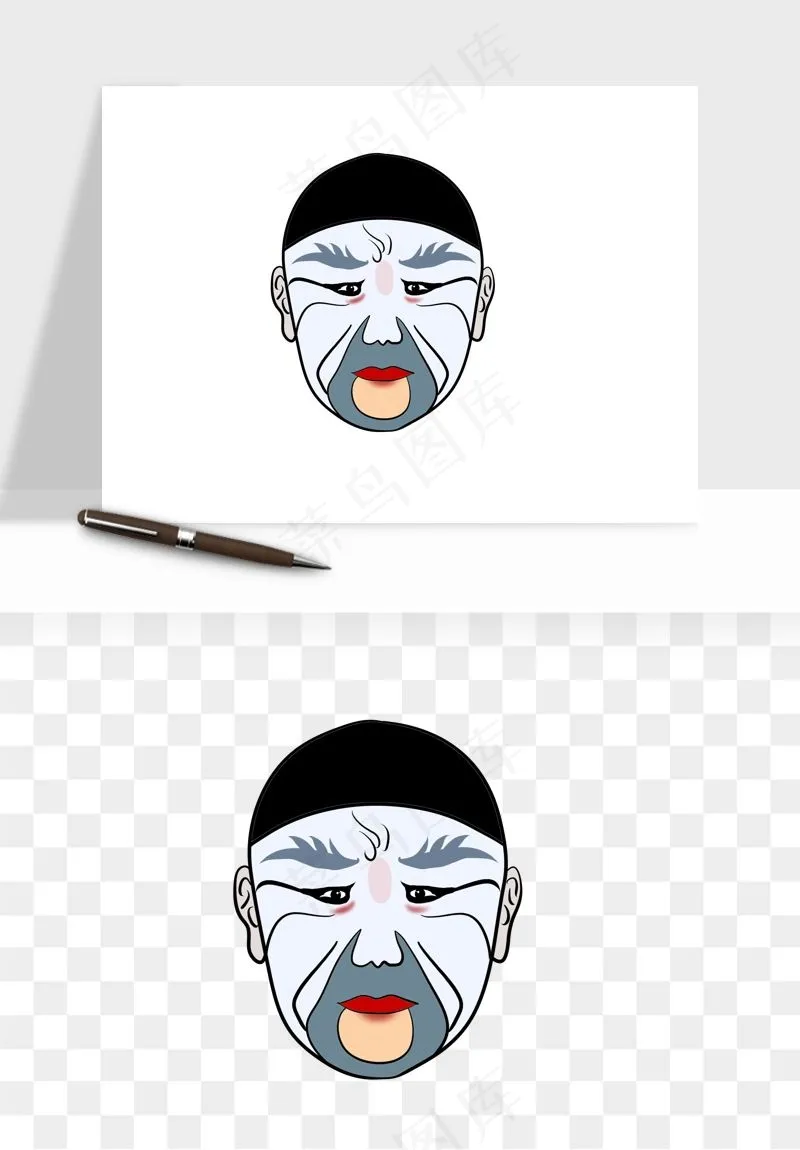 手绘戏剧脸谱卡通面具png免抠