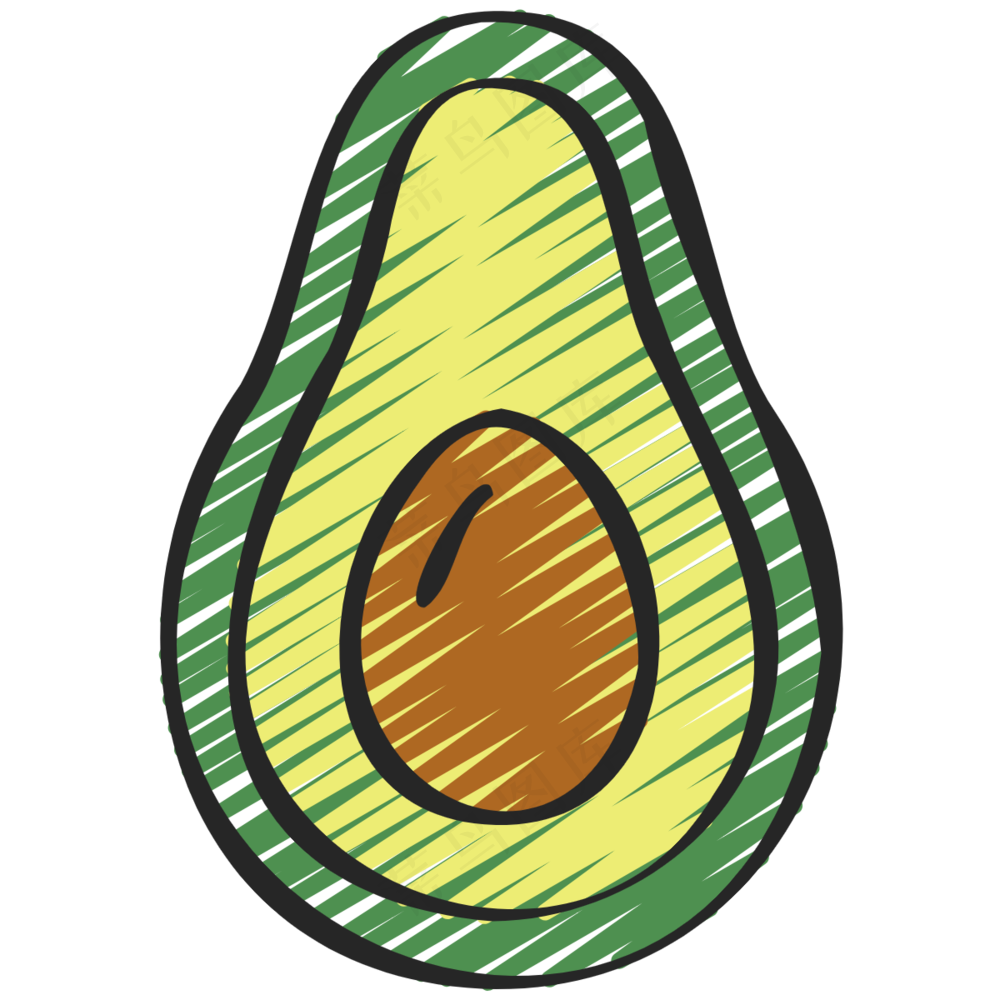 牛油果 avocado 绿色健康食品 铅笔手绘图标icon