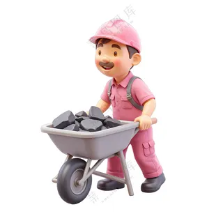 搬运工推着斗车