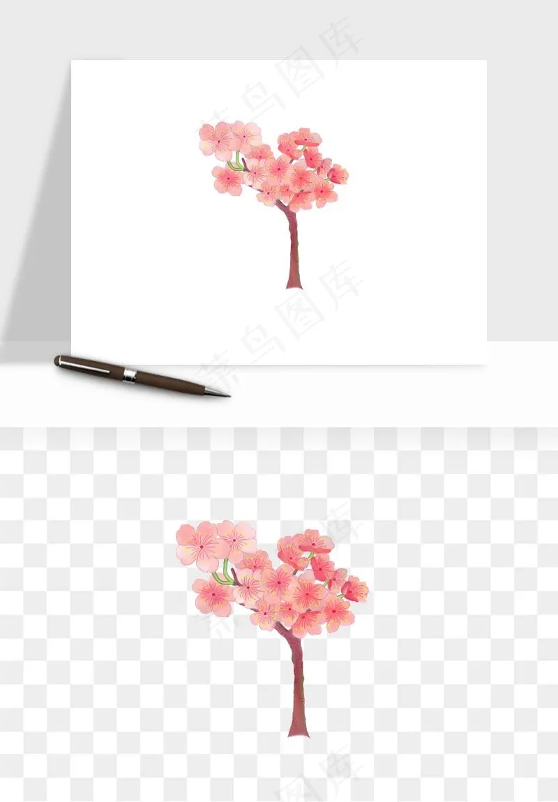 手绘浪漫花树桃花树png免抠