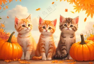 可爱的三只小花猫