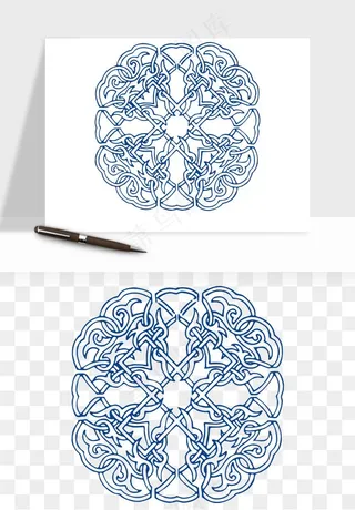 青花瓷花纹花卉图案png免抠