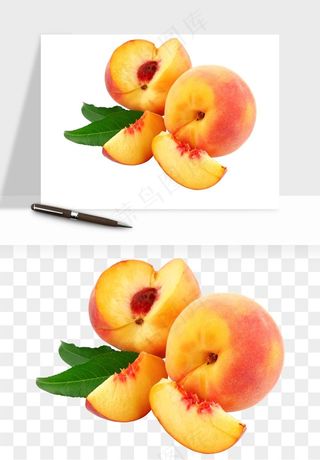 桃子油桃黄桃水果png免抠