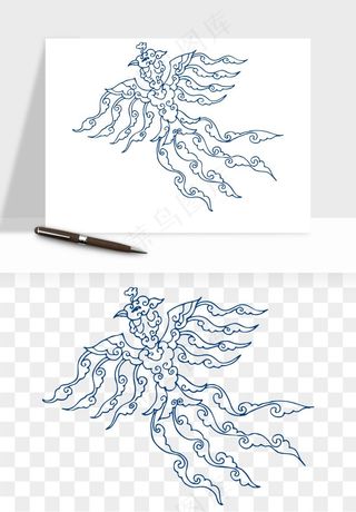 青花瓷花纹花卉图案png免抠