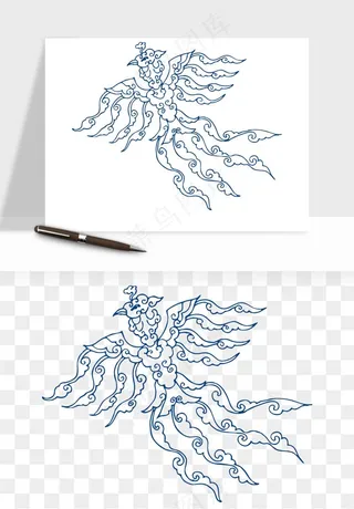 青花瓷花纹花卉图案png免抠