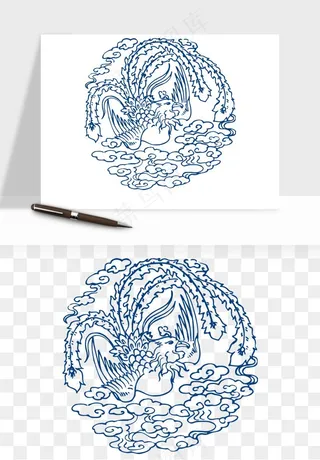 青花瓷花纹花卉图案png免抠