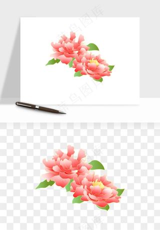 手绘国潮牡丹花花卉图案png免抠