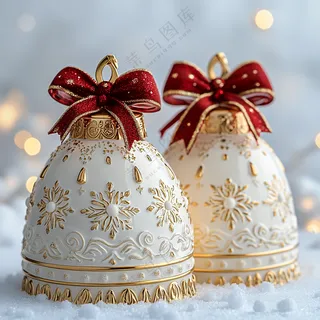 一对精美的圣诞铃铛