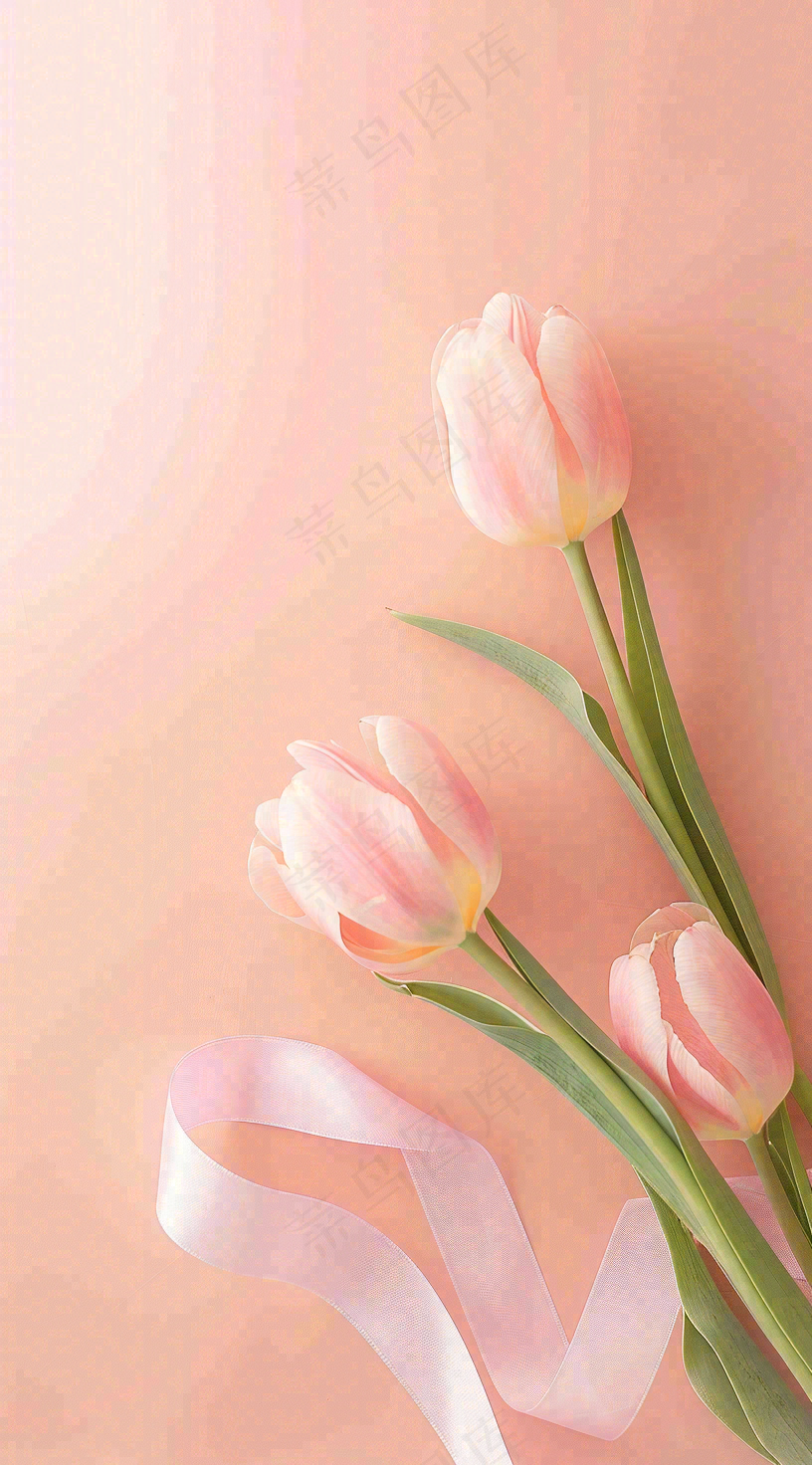 粉色郁金香花束母亲节送花摄影图