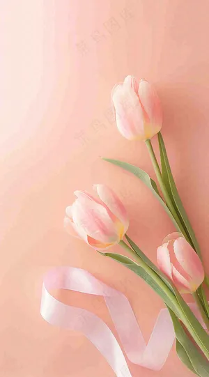 粉色郁金香花束母亲节送花摄影图