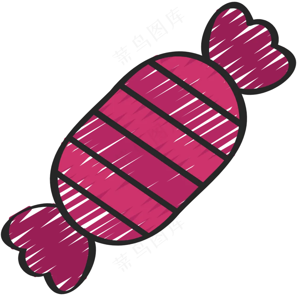粉色草莓味糖果 铅笔手绘图标icon