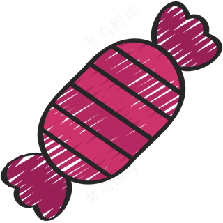 粉色草莓味糖果 铅笔手绘图标icon
