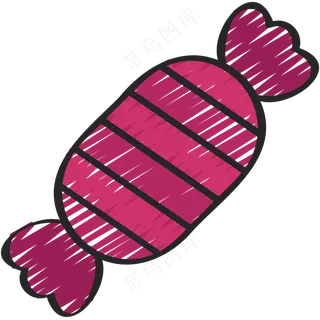 粉色草莓味糖果 铅笔手绘图标icon