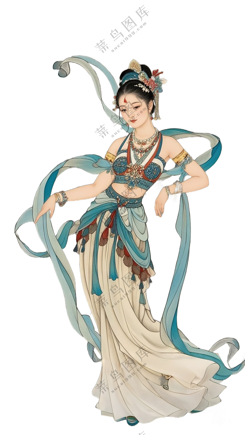 免抠工笔画中国风仙女舞蹈人物