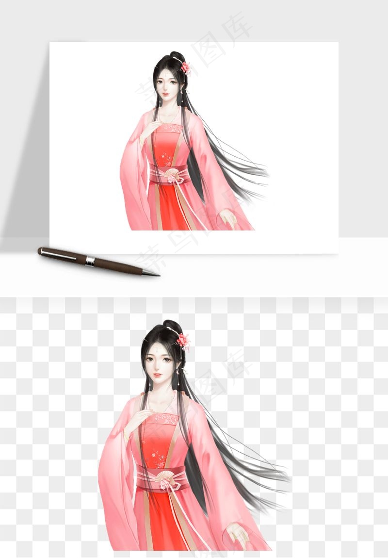 古风美人女子背影png免抠