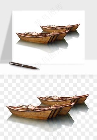 手绘木船小船png免抠