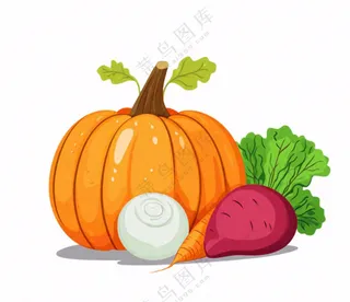 蔬菜南瓜青菜插画免抠