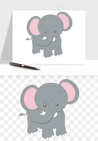 手绘大象小象png免抠