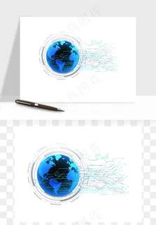 科技地球点线矢量png免抠