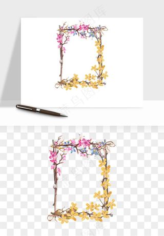 植物花卉边框装饰png免抠